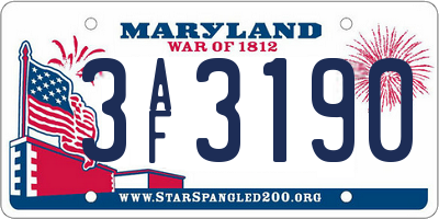 MD license plate 3AF3190