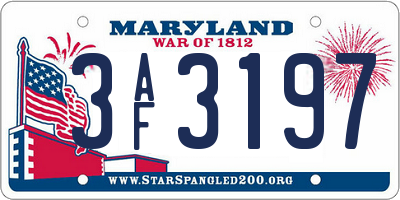 MD license plate 3AF3197