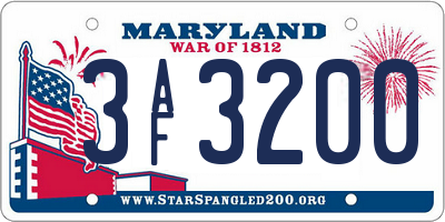 MD license plate 3AF3200