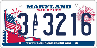 MD license plate 3AF3216
