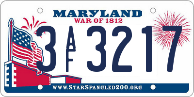 MD license plate 3AF3217