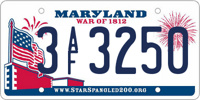 MD license plate 3AF3250