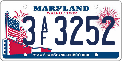 MD license plate 3AF3252