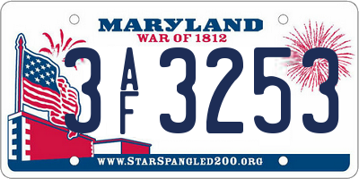 MD license plate 3AF3253