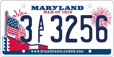 MD license plate 3AF3256