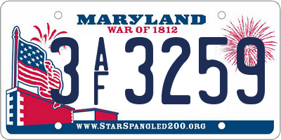 MD license plate 3AF3259