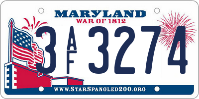 MD license plate 3AF3274