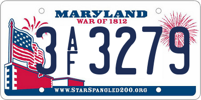 MD license plate 3AF3279