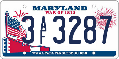 MD license plate 3AF3287