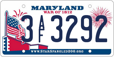 MD license plate 3AF3292