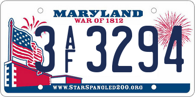 MD license plate 3AF3294