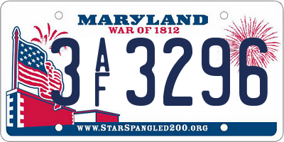 MD license plate 3AF3296