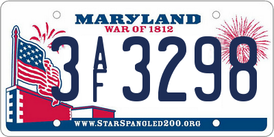 MD license plate 3AF3298