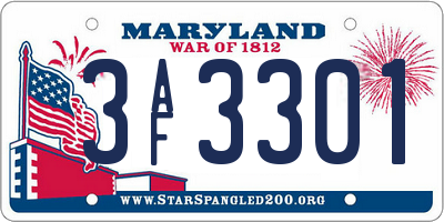 MD license plate 3AF3301