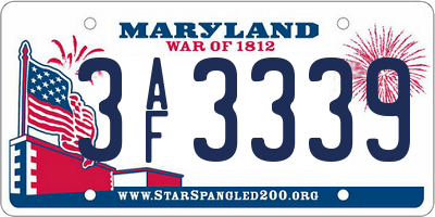 MD license plate 3AF3339