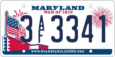 MD license plate 3AF3341