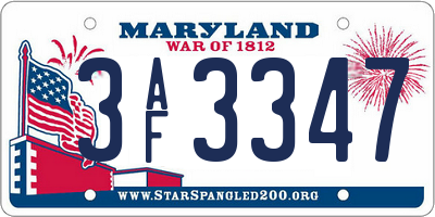 MD license plate 3AF3347