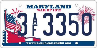 MD license plate 3AF3350