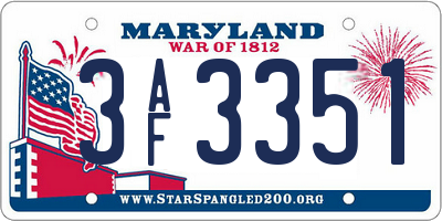 MD license plate 3AF3351