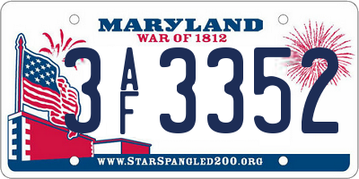 MD license plate 3AF3352