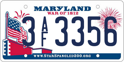 MD license plate 3AF3356
