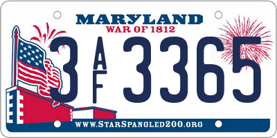 MD license plate 3AF3365