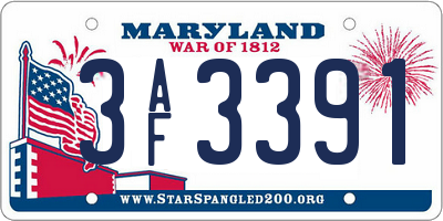 MD license plate 3AF3391