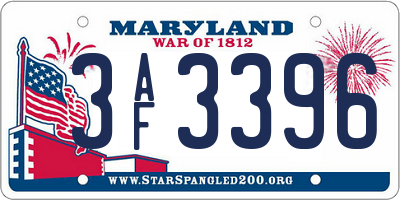 MD license plate 3AF3396