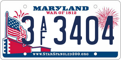 MD license plate 3AF3404