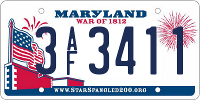 MD license plate 3AF3411