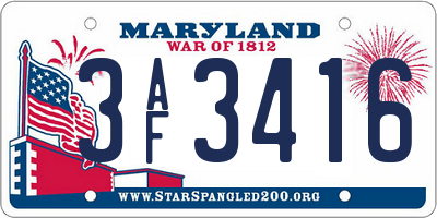 MD license plate 3AF3416