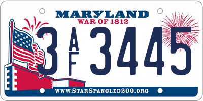 MD license plate 3AF3445