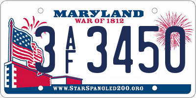 MD license plate 3AF3450