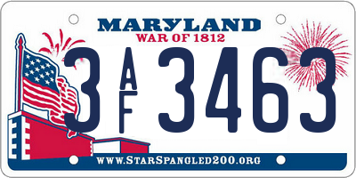MD license plate 3AF3463