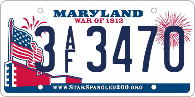 MD license plate 3AF3470