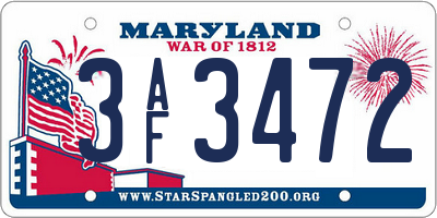 MD license plate 3AF3472