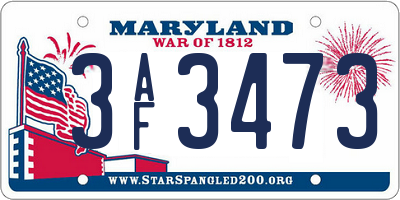 MD license plate 3AF3473