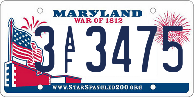 MD license plate 3AF3475