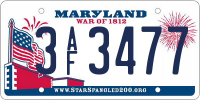 MD license plate 3AF3477