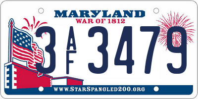 MD license plate 3AF3479