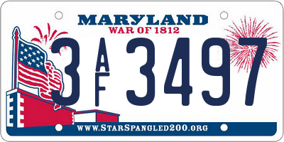 MD license plate 3AF3497