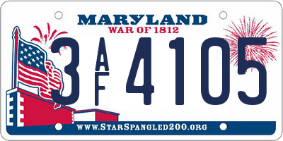 MD license plate 3AF4105