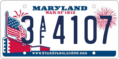 MD license plate 3AF4107