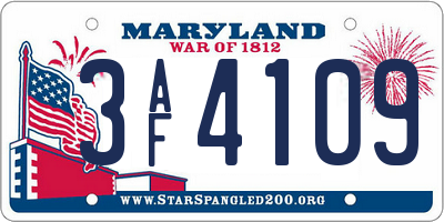 MD license plate 3AF4109