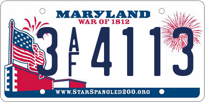 MD license plate 3AF4113