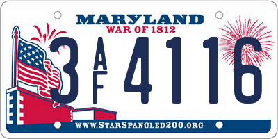 MD license plate 3AF4116
