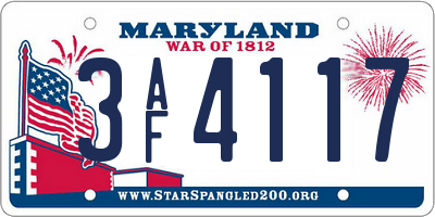 MD license plate 3AF4117
