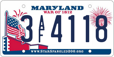 MD license plate 3AF4118