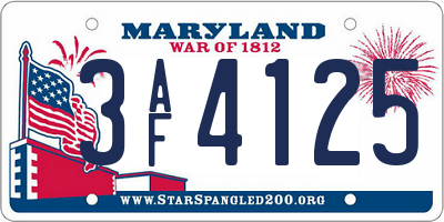 MD license plate 3AF4125