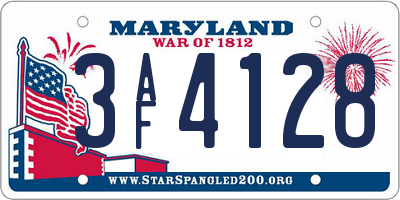 MD license plate 3AF4128